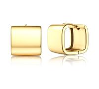 Roheafer Small Gold Hoop Earrings for Women Trendy - 14K Gold Plated Sterling Silver Huggie Earrings | Hypoallergenic Hoop Earring Stack | Chunky Thick Oval Square Triangle Hoop Earrings(W Square-G)
