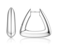 Roheafer Small Gold Hoop Earrings for Women Trendy - 14K Gold Plated Sterling Silver Huggie Earrings | Hypoallergenic Hoop Earring Stack | Chunky Thick Oval Square Triangle Hoop Earrings(Triangle-S)