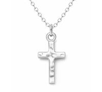 Roheafer Solid 925 Sterling Silver Cross Necklace for Women, Dainty 14K Gold Plated Small Cross Pendant Necklace, Christian Baptism Religious Faith Gift(Silver)