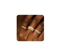 Roheafer Stackable Gold Rings for Women Non Tarnish Dainty 14K Gold Plated Stacking Cubic Zirconia Thumb Ring Set Trendy Statement Chunky Band Rings Promise Engagement Rings-G-7