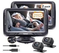 Rohent Baby Car Camera 2-Pack - Dual HD 1080P Monitors with Night Vision, Adjustable Angles, Glare-Free Display, Easy Installation for Two Kids, Ideal for Road Trips