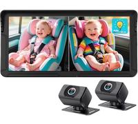 Rohent Dual Baby Car Camera for 2-Kids: 6.9'' HD Split Screen with Auto Brightness 1080P Backseat Camera for Twins Infrared Night Vision - 360° Adjustable USB Easy Setup Ideal for SUVs Minivans