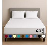 Rohi 16"/40cm Extra Deep Fitted Sheets Super King - Soft & Breathable - Anti-Allergy White Fitted Sheet - Easy Care Super King Fitted Bed Sheets (White, Super King)