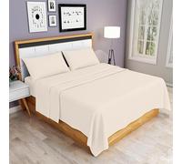 Rohi 4 Piece Brushed Cotton Flannelette Sheets & Pillowcases Set - Includes 1x Fitted Sheet, 1x Flat Sheet, & 2x Pillowcases - Soft & Cozy Brushed Cotton Sheets Set (Super King, Cream)