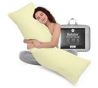 Rohi 5ft Full Body Pillow with Cream Pillowcase-Hollowfibre Filling - Orthopaedic 19"x 60" King Bed Size Long Pillow - Bolster Pillow for Maternity, Back & Neck Support -Side Sleeper pillow