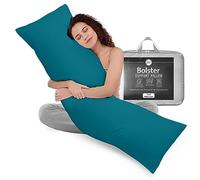 Rohi 6ft Full Body Pillow with Teal Pillowcase-Hollowfibre Filling - Orthopaedic 19"x 72" Super King Bed Size Long Pillow -Bolster Pillow for Maternity, Back & Neck Support -Side Sleeper pillow
