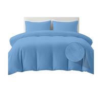 Rohi Baby Blue Luxury Teddy Fleece Duvet Cover Set Single - Soft Cosy & Fluffy Teddy Bear Bedding, Thermal Warm Winter Fleece Quilt Cover with Matching Pillowcases - Anti Allergy Bedding, Single