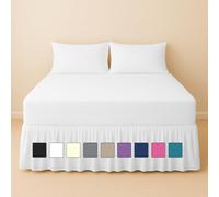 Rohi Base Valance Sheet - Fit Over Base - Frilled 16” Deep Fit, Polycotton Bed Skirt -OEKO-TEX® Standard 100 Certified Product (Super King Base Valance,white)