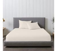 Rohi Bedding Fitted Sheet & Pillowcase Set - 16”/40cm Deep Pocket Percale Polycotton Bed Sheets, Breathable, Extra Soft and Comfortable - Super King, Cream