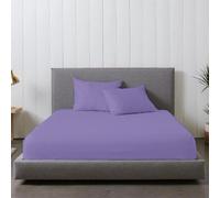 Rohi Bedding Fitted Sheet & Pillowcase Set - 16”/40cm Deep Pocket Percale Polycotton Bed Sheets, Breathable, Extra Soft and Comfortable - King, Lilac