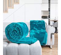 Rohi Blankets Bedspread Teal Throw Luxury King Bed Fleece Throws Super Soft Fluffy Warm Faux Fur Solid Blanket 200x240cm