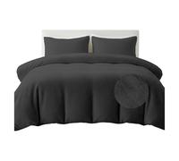 Rohi Charcoal Luxury Teddy Fleece Duvet Cover Set Single - Soft Cosy & Fluffy Teddy Bear Bedding, Thermal Warm Winter Fleece Quilt Cover with Matching Pillowcases - Anti Allergy Bedding, Single
