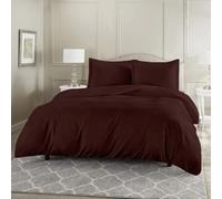 ROHI® Chocolate Double Duvet Cover Set - Premium Polycotton Percale Quilt Cover with Pillowcases - Breathable-Button Closure - Hypoallergenic Super Soft Bedding Set (Double, Chocolate)