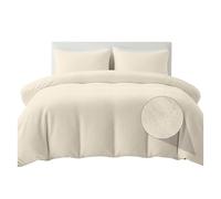 Rohi Cream Luxury Teddy Fleece Duvet Cover Set Single - Soft Cosy & Fluffy Teddy Bear Bedding, Thermal Warm Winter Fleece Quilt Cover with Matching Pillowcases - Anti Allergy Bedding, Single