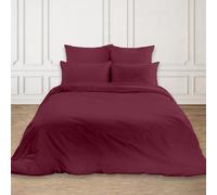 Rohi Easy Care plain Double Duvet Cover set - Soft & Breathable Wine Bedding Set - Button Closure - Anti Allergy Quilt Cover Set with Pillowcases (Double, Wine)