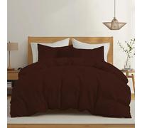 Rohi Easy Care plain Single Duvet Cover set - Soft & Breathable Chocolate Bedding bed Set - Button Closure - Anti Allergy Quilt Cover Set with Pillowcase (Single, Chocolate)
