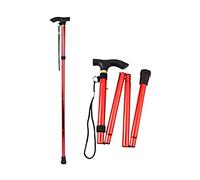 Rohi Folding Walking Stick - Sturdy & Lightweight Walking Cane with Ergonomic Hand Grip - Slip-Resistant Rubber Tip - Adjustable foldable walking stick for women, men (Red)