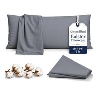 Rohi Grey Bolster Pillow Cases 5ft (60") | Soft Cotton Blend Orthopedic Body Pillow Cover for Neck, Pregnancy & Nursing Support | Hypoallergenic & Breathable Long Pillow Case