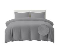 Rohi Grey Luxury Teddy Fleece Duvet Cover Set King Size - Soft Cosy & Fluffy Teddy Bear Bedding, Thermal Warm Winter Fleece Quilt Cover with Matching Pillowcases - Anti Allergy Bedding, King