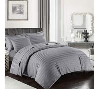 Rohi Home 100% Cotton Satin Stripe Duvet Cover Set - Luxury Soft Hotel Quality - 3 Piece King Size Duvet Cover Set with Pillowcases - Button Closure Design (Grey, King Size)