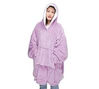 Rohi Hoodie Blanket Oversized Pullover Sherpa Fleece Warm Cosy Wearable Hooded Sweatshirt Throw for Women Girls One Size For All (Lilac), 87 x 91 Cm (Fleece Lilac 1)