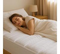 Rohi Hotel Quality Super King Mattress Topper - 5cm Thick Satin Stripe Bed Toppers with Elastic Straps - Anti Allergy Bed Mattress Topper for Back Pain with Durable Microfibre Cover (180x200cm)