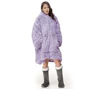Rohi Lilac Oversized Blanket Hoodie - Warm & Comfy- Sherpa Fleece Wearable with Elastic Cuffs- Unisex long Hoodie- Soft Cozy Snoodie- One Size Fits All Adults (Lilac), 87 x 91 Cm