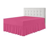 Rohi Luxury Fitted Valance Sheet King Size- Easy Care King Size Fitted Sheet, Frilled - Fit over Mattress & Down to the Floor (King, Fushia (Hot Pink))