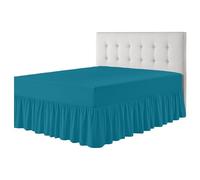 Rohi Luxury Fitted Valance Sheet King Size- Easy Care King Size Fitted Sheet, Frilled - Fit over Mattress & Down to the Floor (King, Teal)