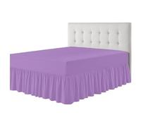 Rohi Luxury Fitted Valance Sheet King Size- Easy Care King Size Fitted Sheet, Frilled - Fit over Mattress & Down to the Floor (King, Lilac)