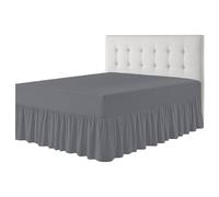 Rohi Luxury Fitted Valance Sheet Single- Easy Care Single Fitted Sheet, Frilled - Fit over Mattress & Down to the Floor (Single, Grey)