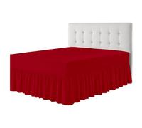 Rohi Luxury Fitted Valance Sheet Single- Easy Care Single Fitted Sheet, Frilled - Fit over Mattress & Down to the Floor (Single, Red)