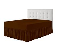 Rohi Luxury Fitted Valance Sheet Single- Easy Care Single Fitted Sheet, Frilled - Fit over Mattress & Down to the Floor (Single, Chocolate)