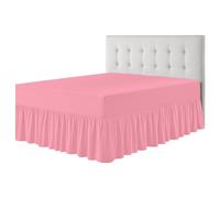 Rohi Luxury Fitted Valance Sheet Single- Easy Care Single Fitted Sheet, Frilled - Fit over Mattress & Down to the Floor (Single, Soft Pink)