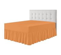 Rohi Luxury Fitted Valance Sheet Super King- Easy Care Super King Fitted Sheet, Frilled - Fit over Mattress & Down to the Floor (Super King, Peach)