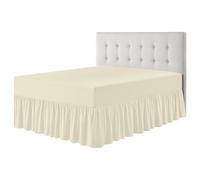 Rohi Luxury Fitted Valance Sheet Super King- Easy Care Super King Fitted Sheet, Frilled - Fit over Mattress & Down to the Floor (Super King, Cream)