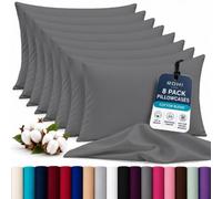 Rohi Luxury Grey Pillow Cases 8 Pack - (50×75cm) | Soft & Comfy Cotton Blend Pillow Covers with Envelope Closure | Breathable, Anti-Allergy, Fade & Wrinkle Resistant