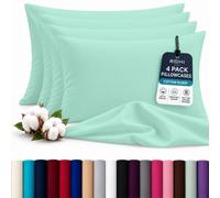 Rohi Luxury Mint Green Pillowcases 4 Pack - (50×75cm) | Soft & Comfy Cotton Blend Pillow Covers with Envelope Closure | Breathable, Anti-Allergy, Fade & Wrinkle Resistant