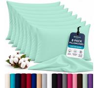 Rohi Luxury Mint Green Pillowcases 8 Pack - (50×75cm) | Soft & Comfy Cotton Blend Pillow Covers with Envelope Closure | Breathable, Anti-Allergy, Fade & Wrinkle Resistant