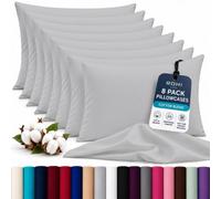 Rohi Luxury Silver Pillow Cases 8 Pack - (50×75cm) | Soft & Comfy Cotton Blend Pillow Covers with Envelope Closure | Breathable, Anti-Allergy, Fade & Wrinkle Resistant