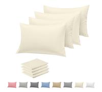 Rohi Microfibre Cream Pillowcases 4 Pack - Ultra Soft & Smooth Pillow Covers with Envelope Closure - Fade Resistant & Breathable Pillow Cases - Standard Size (50x75 cm)