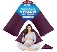 Rohi Orthopaedic V Pillow with Pillowcase - Anti Allergy Triangle pillows for Adults, Nursing, Maternity & Pregnancy - Extra Hollowfibre Cushioning to Supports Neck, Head & Back (Plum)