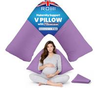Rohi Orthopaedic V Pillow with Pillowcase - Anti Allergy Triangle pillows for Adults, Nursing, Maternity & Pregnancy - Extra Hollowfibre Cushioning to Supports Neck, Head & Back (Lilac)