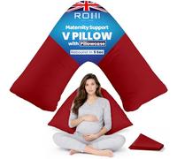 Rohi Orthopaedic V Pillow with Pillowcase - Anti Allergy Triangle pillows for Adults, Nursing, Maternity & Pregnancy - Extra Hollowfibre Cushioning to Supports Neck, Head & Back (Red)