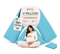 Rohi Orthopaedic V Pillow with Pillowcase - Anti Allergy Triangle pillows for Adults, Nursing, Maternity & Pregnancy - Extra Hollowfibre Cushioning to Supports Neck, Head & Back (Sky Blue)