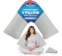 Rohi Orthopaedic V Pillow with Pillowcase - Anti Allergy Triangle pillows for Adults, Nursing, Maternity & Pregnancy - Extra Hollowfibre Cushioning to Supports Neck, Head & Back (Silver)