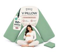 Rohi Orthopaedic V Pillow with Pillowcase - Anti Allergy Triangle pillows for Adults, Nursing, Maternity & Pregnancy - Extra Hollowfibre Cushioning to Supports Neck, Head & Back (Duck Egg)