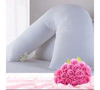 Rohi Orthopaedic V Pillow with Pillowcase (Cream) - Anti Allergy Triangle pillow for Nursing, Maternity & Pregnancy - Extra Hollowfibre Cushioning to Supports Neck Head & Back - Soft & Comfortable