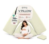 Rohi Orthopaedic V Pillow with Pillowcase Cream - Anti Allergy Triangle pillow for Nursing, Maternity & Pregnancy - Extra Hollowfibre Cushioning to Supports Neck Head & Back (Cream)