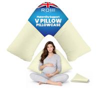 Rohi Orthopaedic V Pillowcase Only - 100% Microfibre Anti Allergy Triangle Pillowcases for Nursing, Maternity & Pregnancy V Pillows - Super Soft & Breathable V Case Only (Cream)